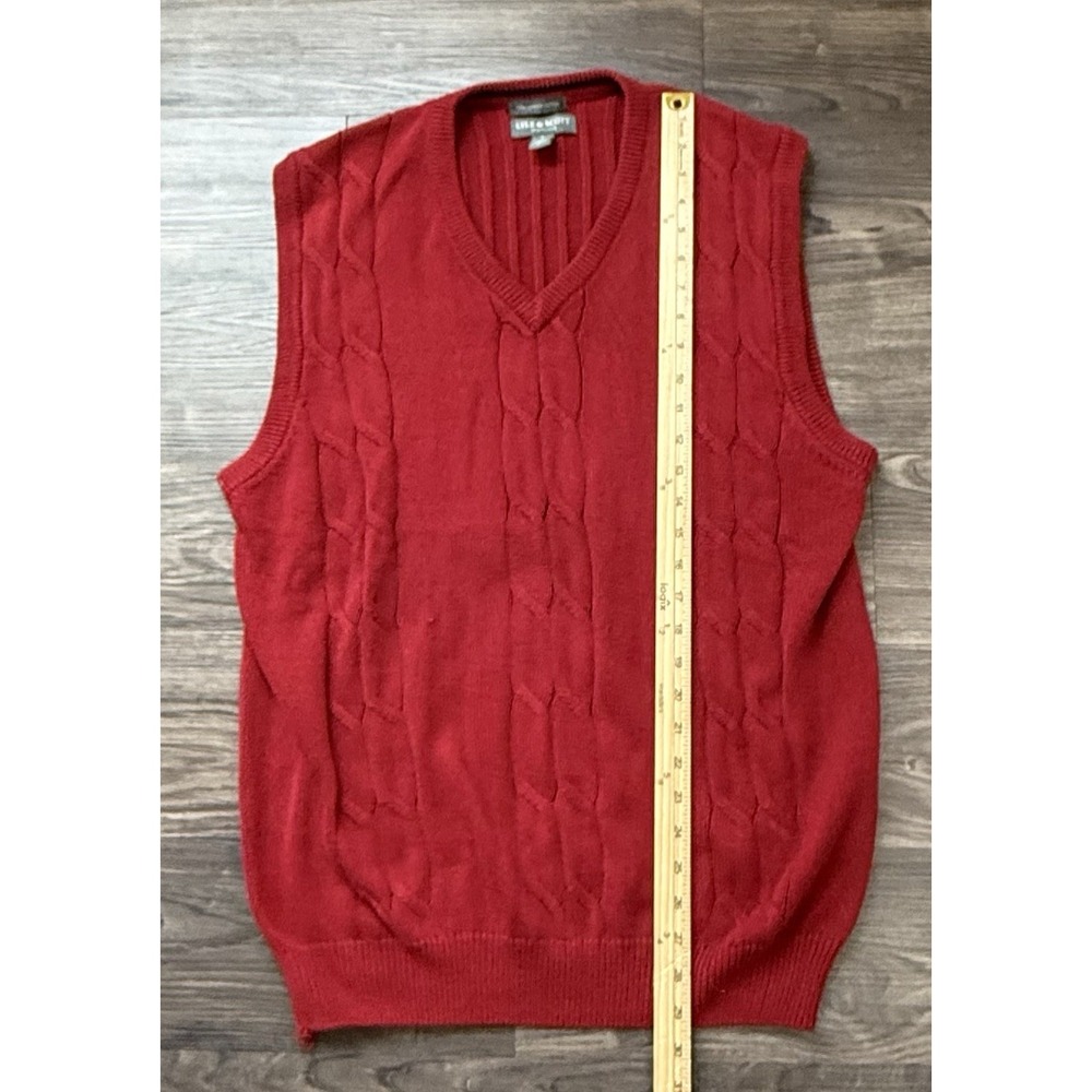 Grandpa Sweater‎ Vest L Red Cable Knit coastal grandma Cabincore Cottagecore Y2K - Picture 2 of 6